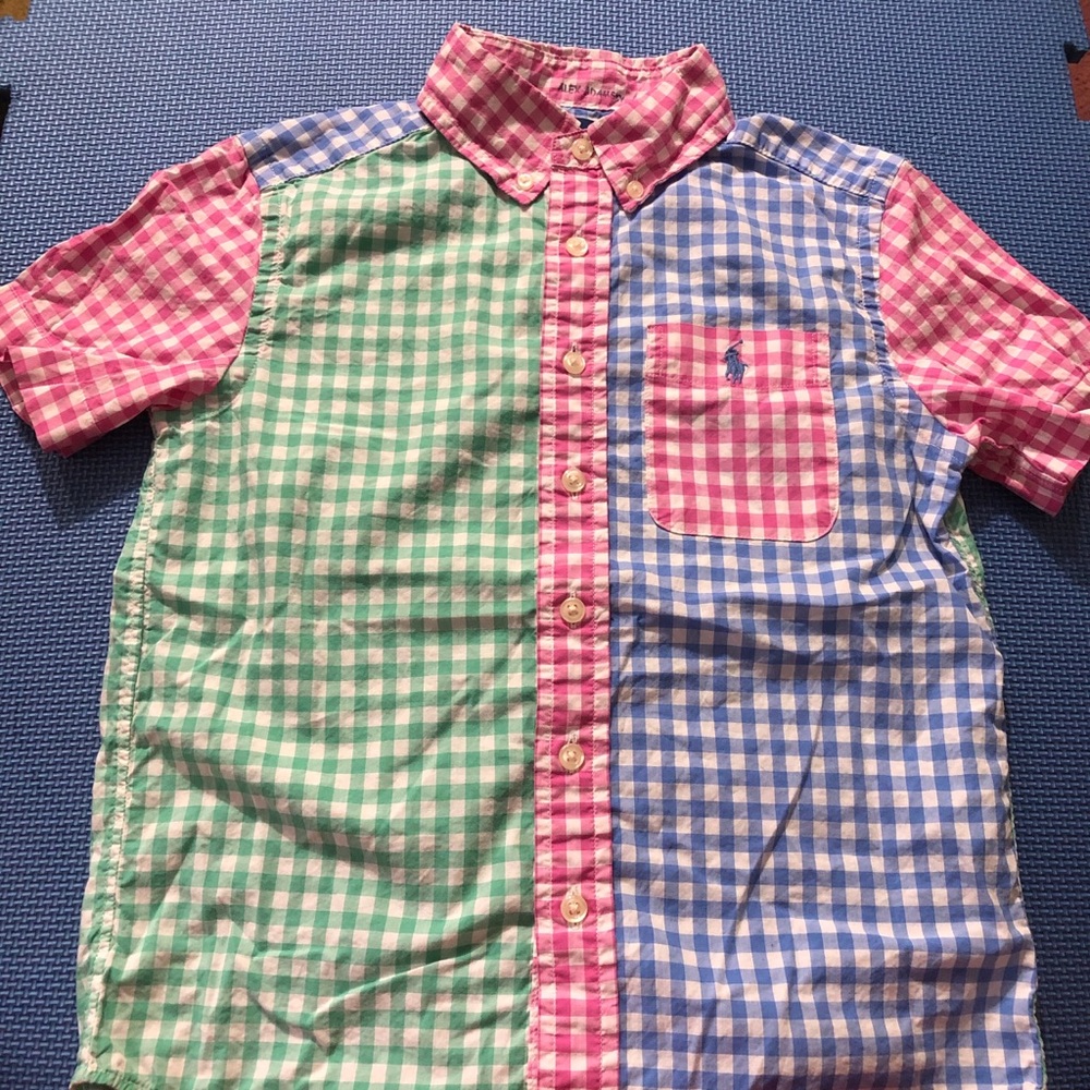 Ralph Lauren Kids Checkered Shirt in Pink, Green, and Blue